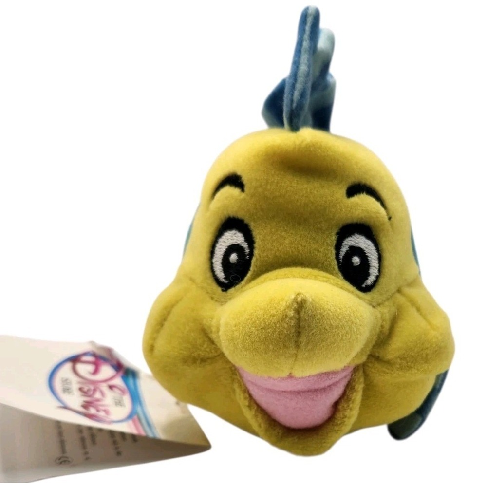 Disney Flounder Plush Mini Bean Bag 7 Inch Little Mermaid Toy NWT